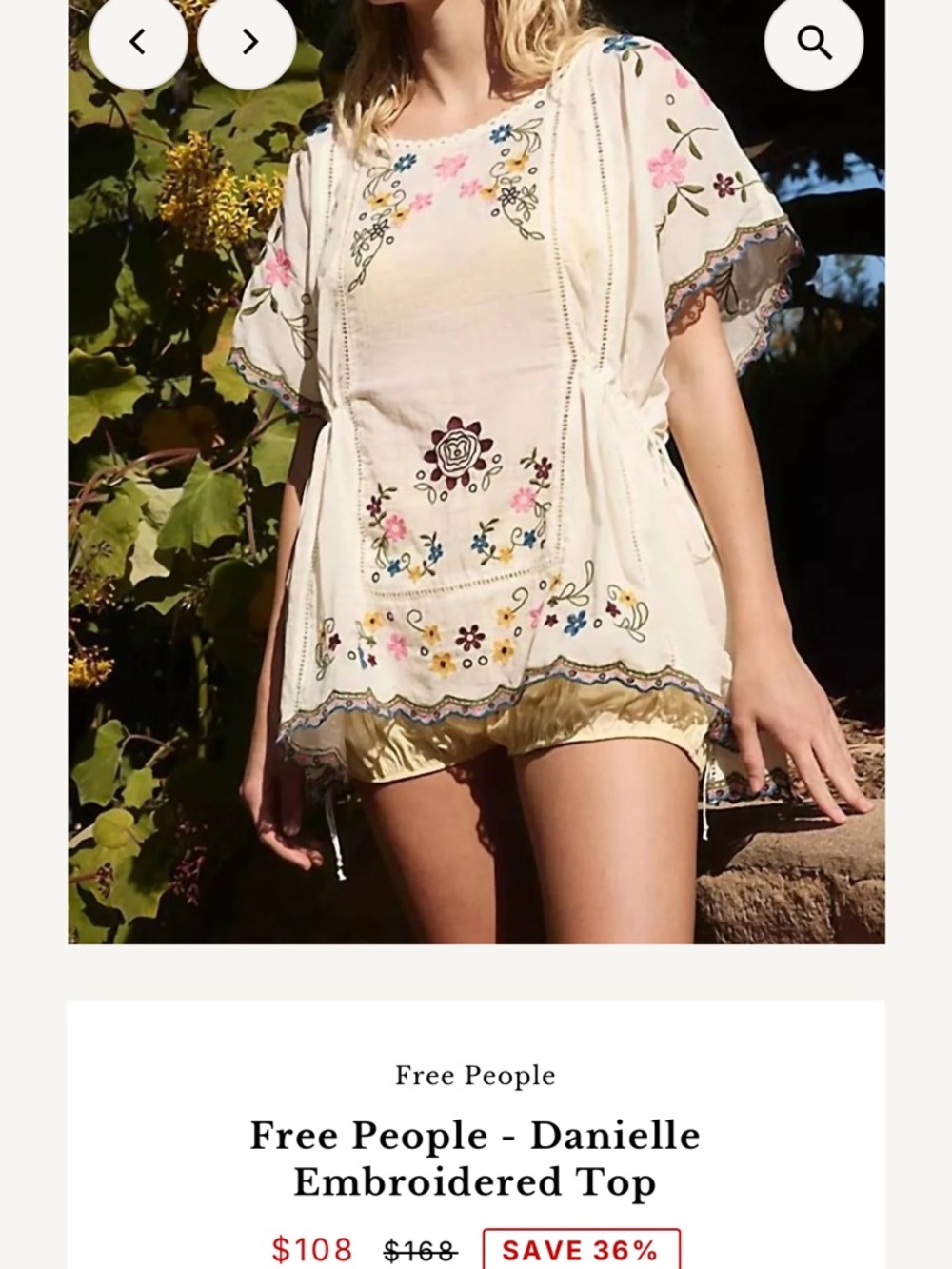 FREE PEOPLE “Danielle” Cotton Voile Embroidered Blouse Cloud Dancer Large NWT - Picture 13 of 15
